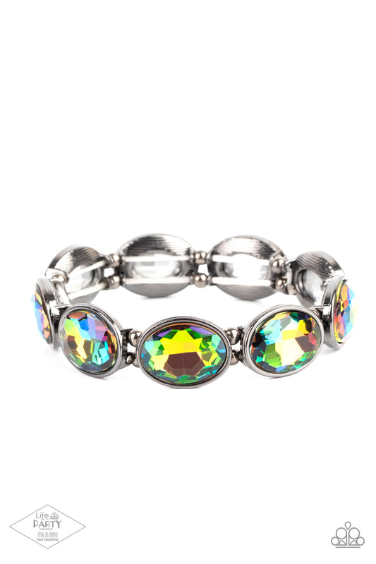 DIVA IN DISGUISE - MULTI RAINBOW FIRE TOPAZ OIL SPILL STRETCH BRACELET