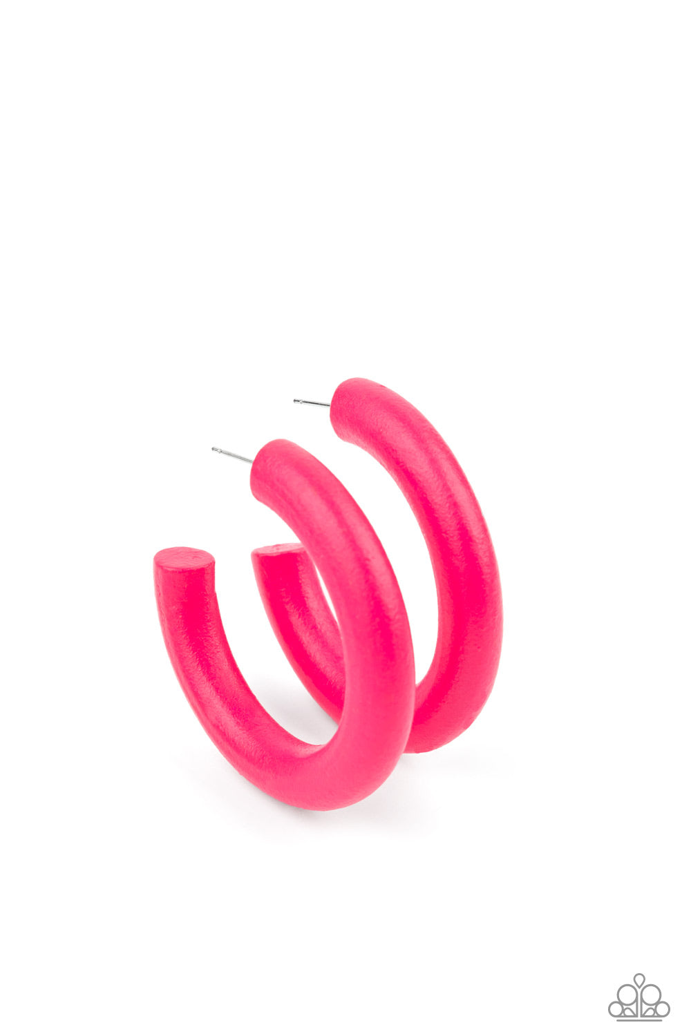 WOODSY WONDER - PINK WOODEN HOOP EARRINGS