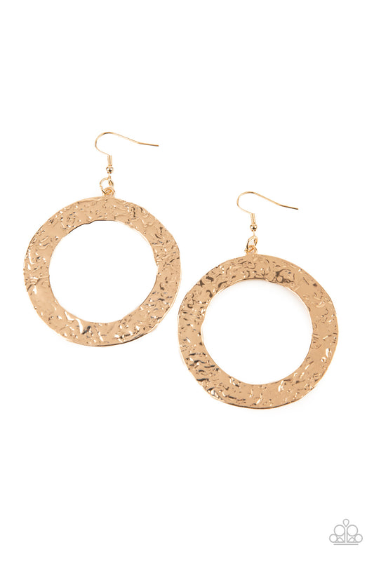 PRIMAL MERIDIAN - GOLD TEXTURED CIRCLE HOOP EARRINGS