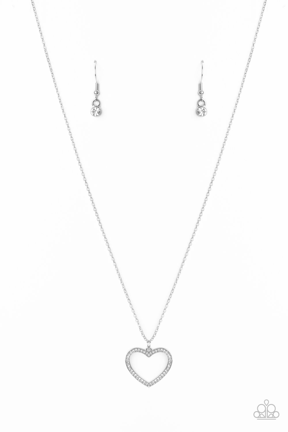 GLOW BY HEART - WHITE RHINESTONES HEART NECKLACE