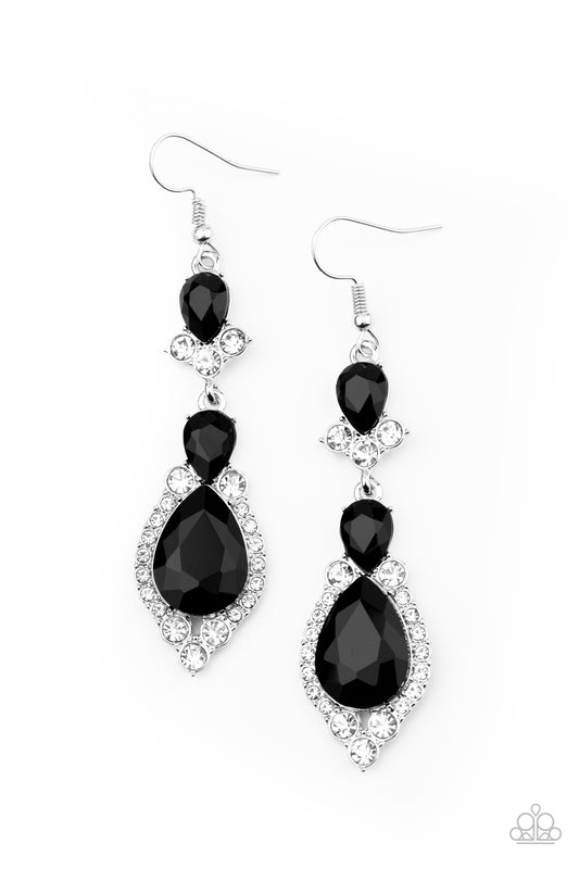 FULLY FLAUNTABLE - BLACK ONYX RHINESTONES PENDANT EARRINGS