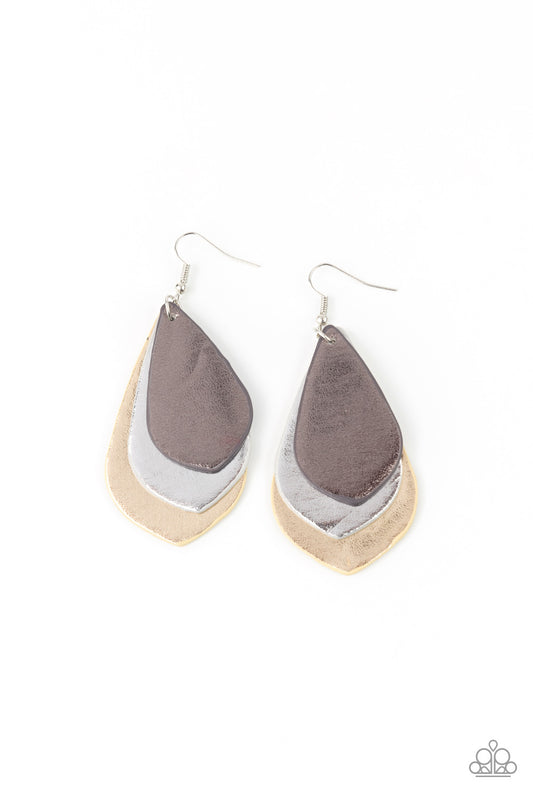 GLISTEN UP! - SILVER GUNMETAL PEWTER GOLD METALLIC LEATHER EARRINGS
