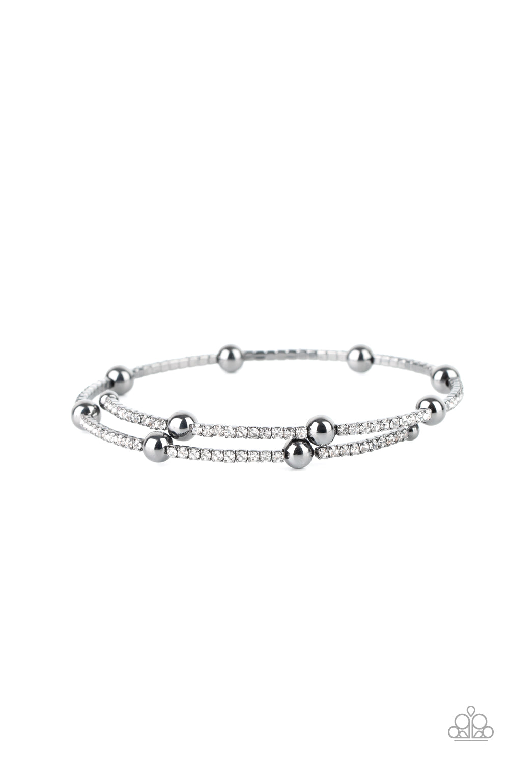 STANDOUT SHINE - BLACK METAL WHITE DIAMOND RHINESTONES COIL BRACELET