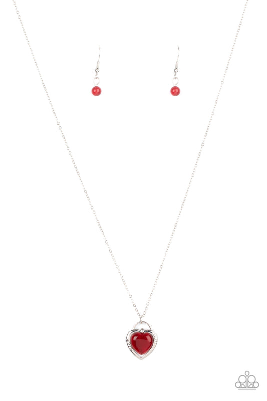 A DREAM IS A WISH YOUR HEART MAKES - RED MOONSTONE CAT EYE HEARTS DAINTY NECKLACE