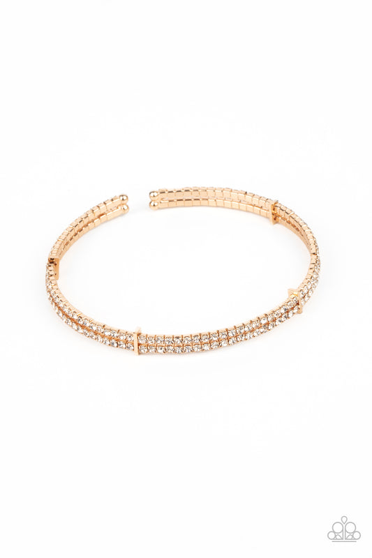 STANDOUT OPULENCE - GOLD DIAMOND RHINESTONES SINGLE COIL BRACELET