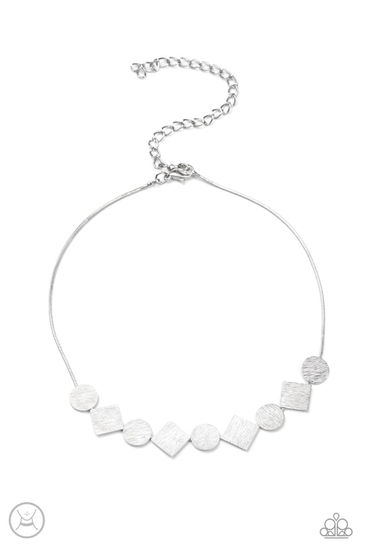 DONT GET BENT OUT OF SHAPE - SILVER GEOMETRIC CHOKER NECKLACE