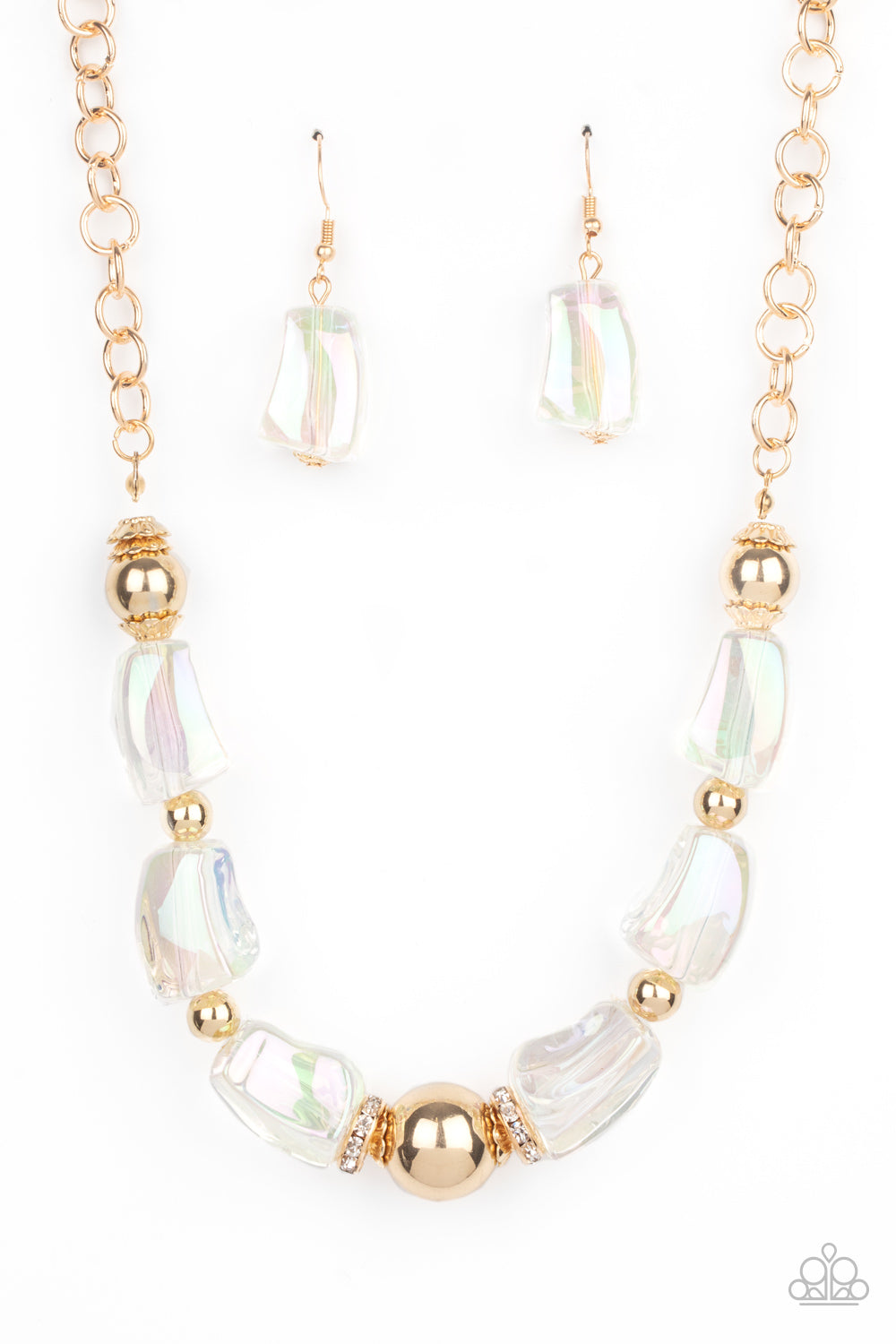 IRIDESCENTLY ICE QUEEN - GOLD IRIDESCENT ACRYLIC NECKLACE