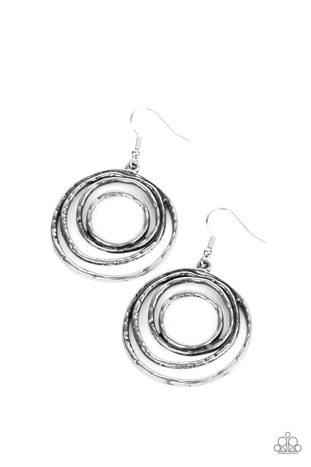SPIRALING OUT OF CONTROL - SILVER CIRCLES HOOP EARRINGS