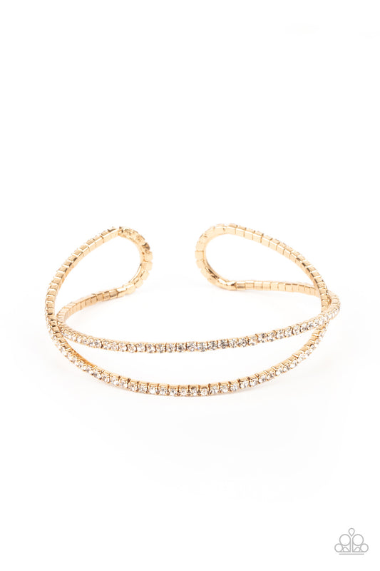 PLUS ONE STATUS - GOLD AND RHINESTONES CUFF BRACELET