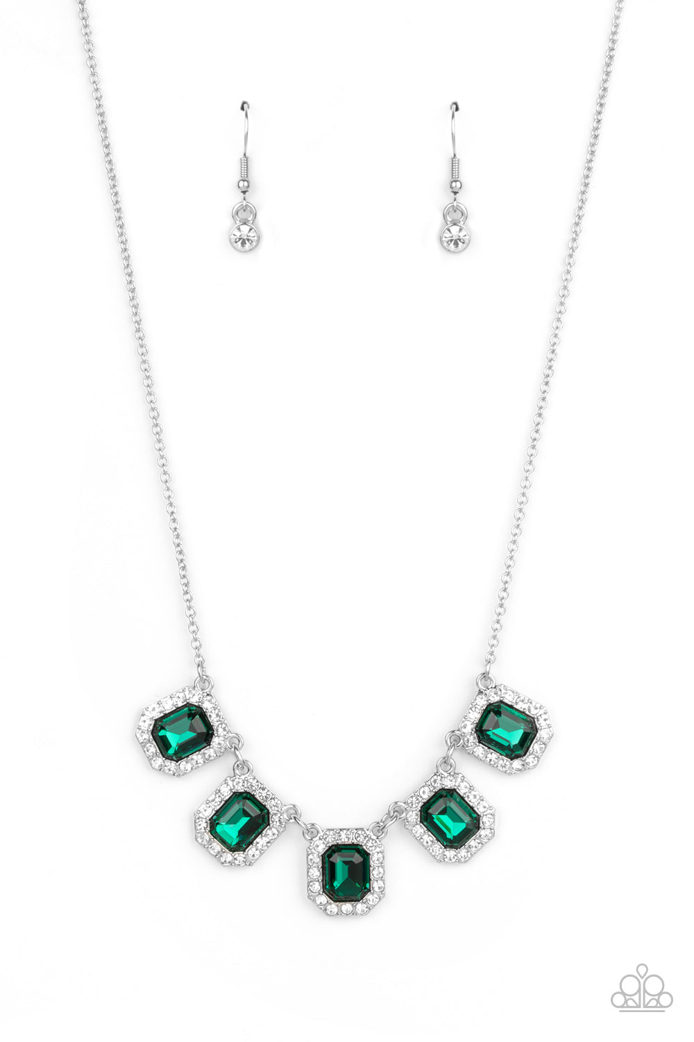 NEXT LEVEL LUSTER - GREEN EMERALD RHINESTONES NECKLACE