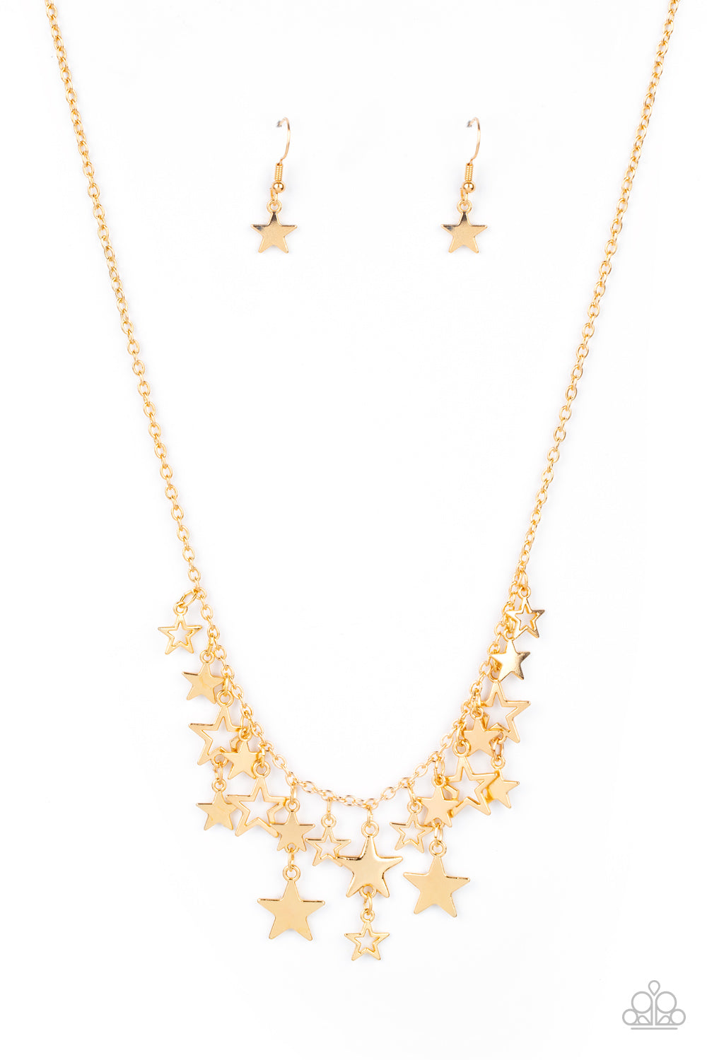 STELLAR STARDOM - GOLD STARS FRINGE NECKLACE