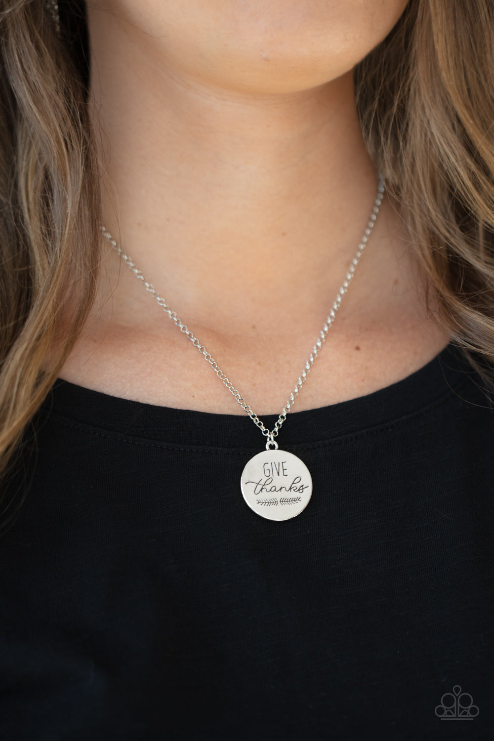 GIVE THANKS - SILVER INSPIRATIONAL NECKLACE