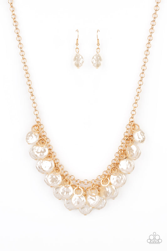 BEACHFRONT AND CENTER - GOLD FRESH WATER PEARLS FRINGE NECKLACE