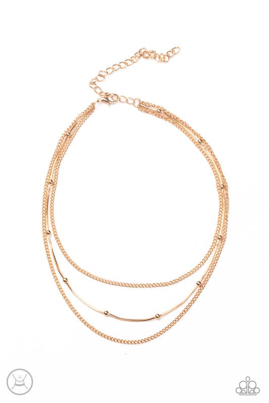 SUBTLY STUNNING - GOLD MULTI LAYER DAINTY CHOKER NECKLACE