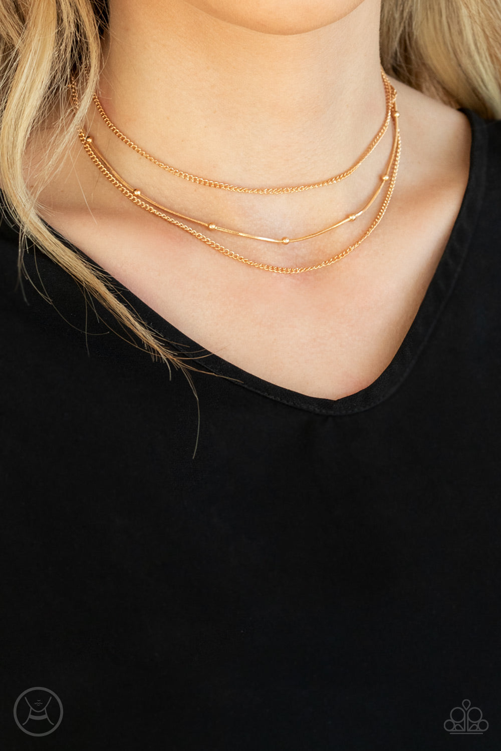 SUBTLY STUNNING - GOLD MULTI LAYER DAINTY CHOKER NECKLACE