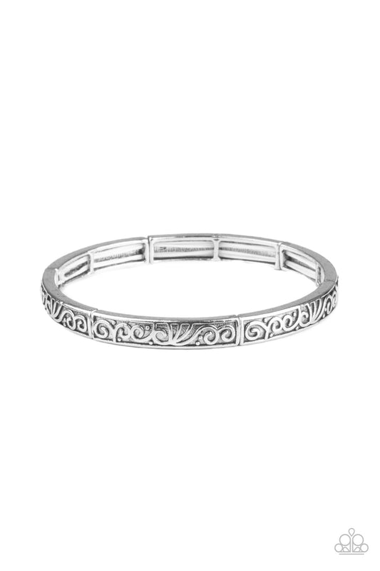 PRECISELY PETITE - SILVER FILIGREE STRETCH BANGLE BRACELET
