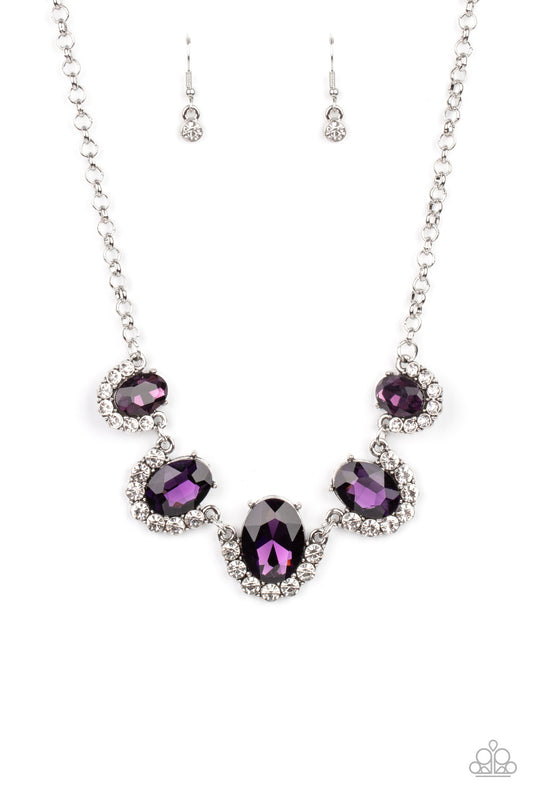 THE QUEEN DEMANDS IT - PURPLE AMETHYST RHINESTONE NECKLACE