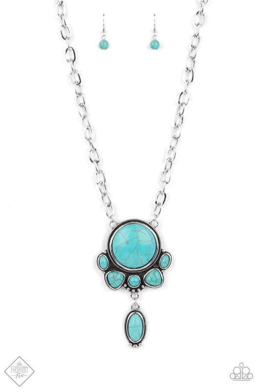 GEOGRAPHICALLY GORGEOUS - BLUE TURQUOISE FASHION FIX NECKLACE