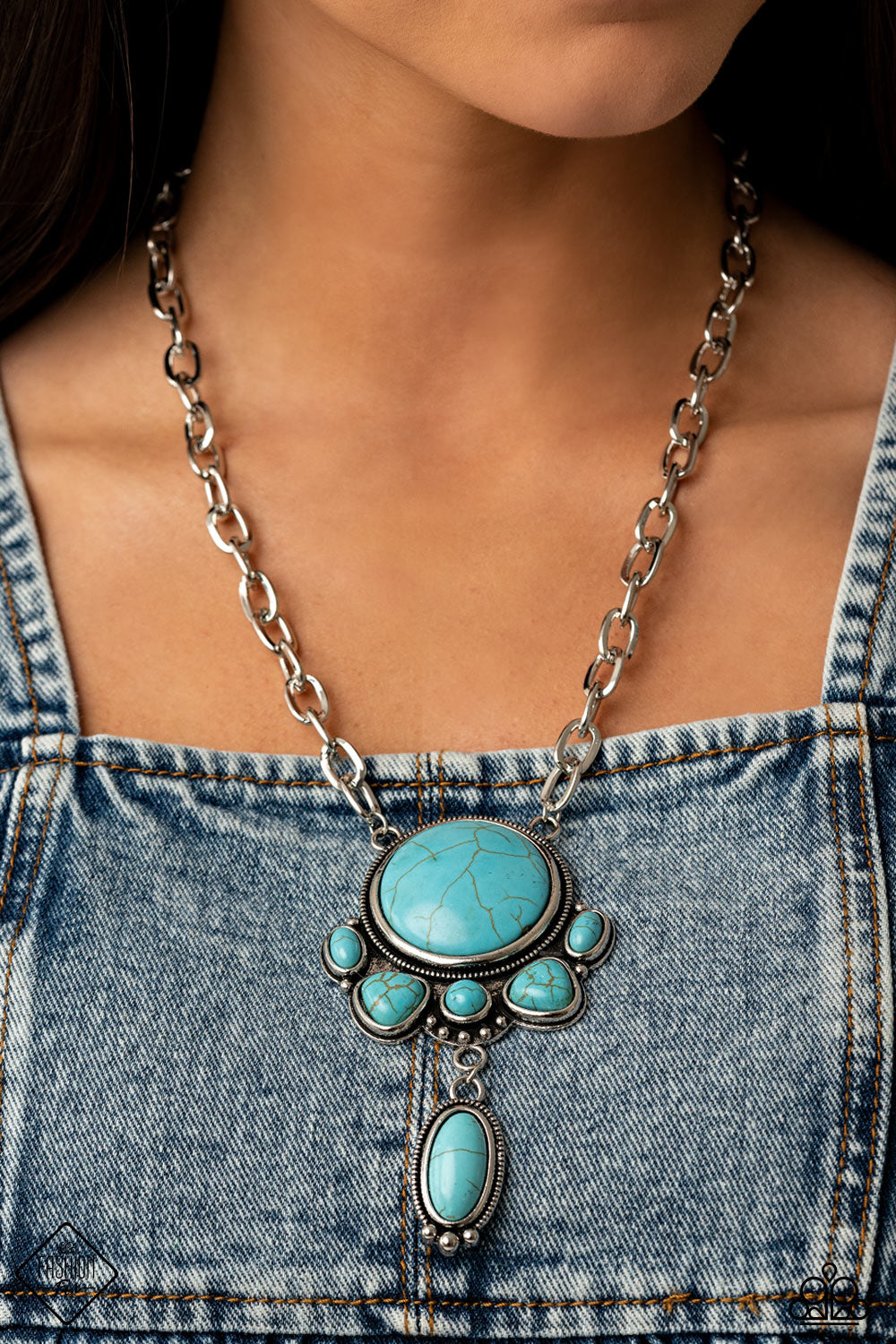 GEOGRAPHICALLY GORGEOUS - BLUE TURQUOISE FASHION FIX NECKLACE