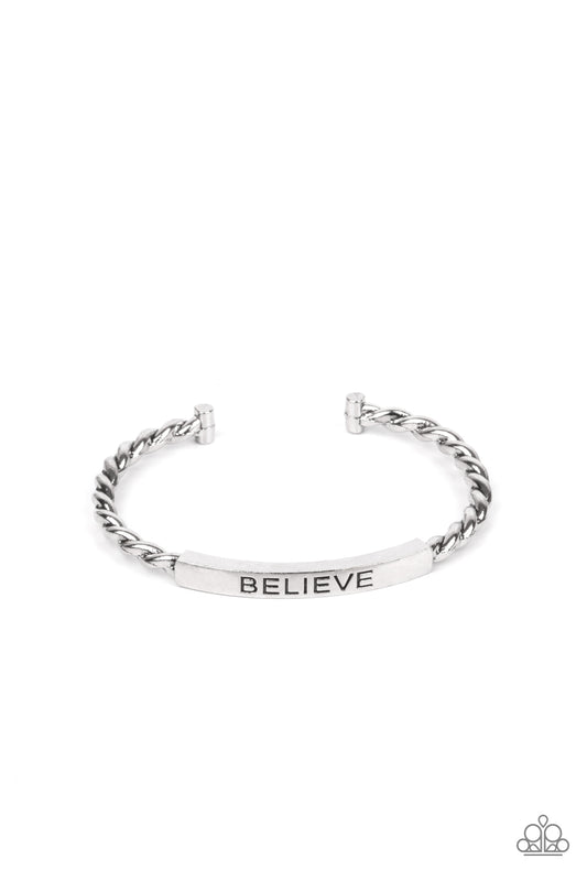 beesblingbash-keep-calm-and-believe-silver-mens bracelet-paparazzi-accessories