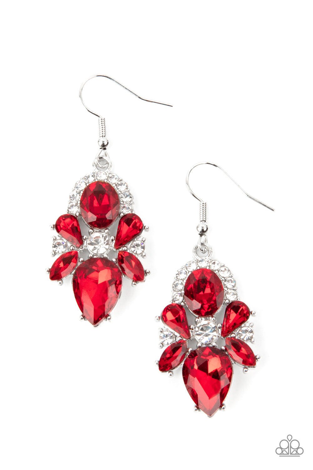 STUNNING STARLET - RED RUBY RHINESTONES ANGEL SHAPE EARRINGS