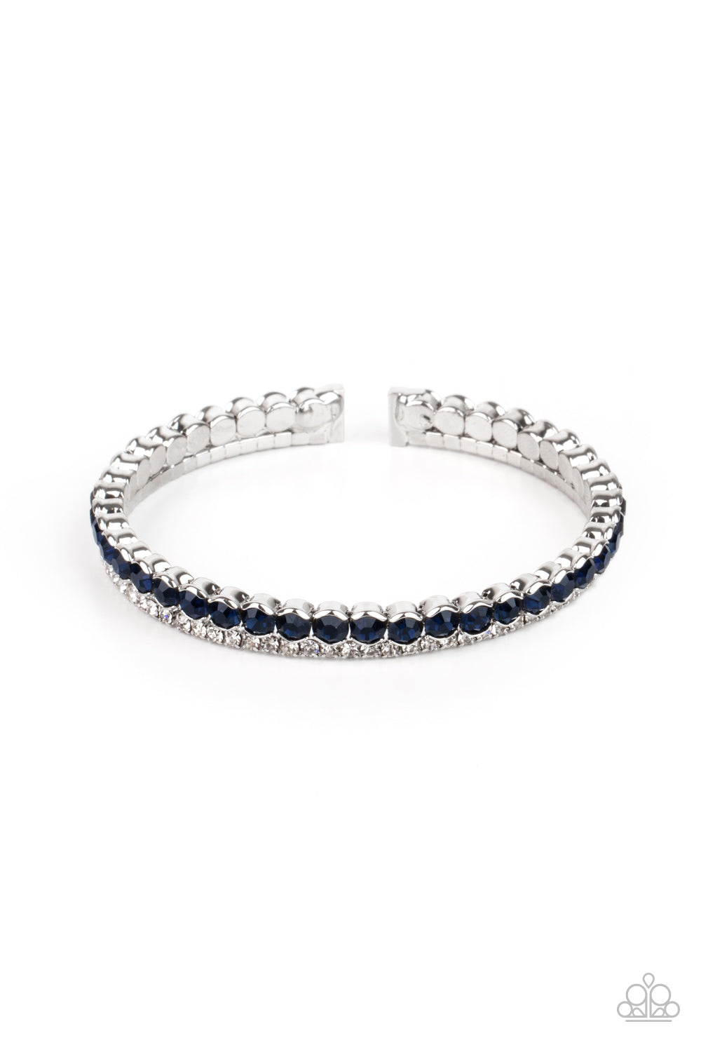 FAIRYTALE SPARKLE - BLUE SAPPHIRE RHINESTONES COIL CUFF BRACELET