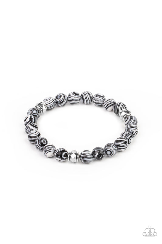 AWAKENED - WHITE AND BLACK NATURAL STONE STRETCH URBAN BRACELET