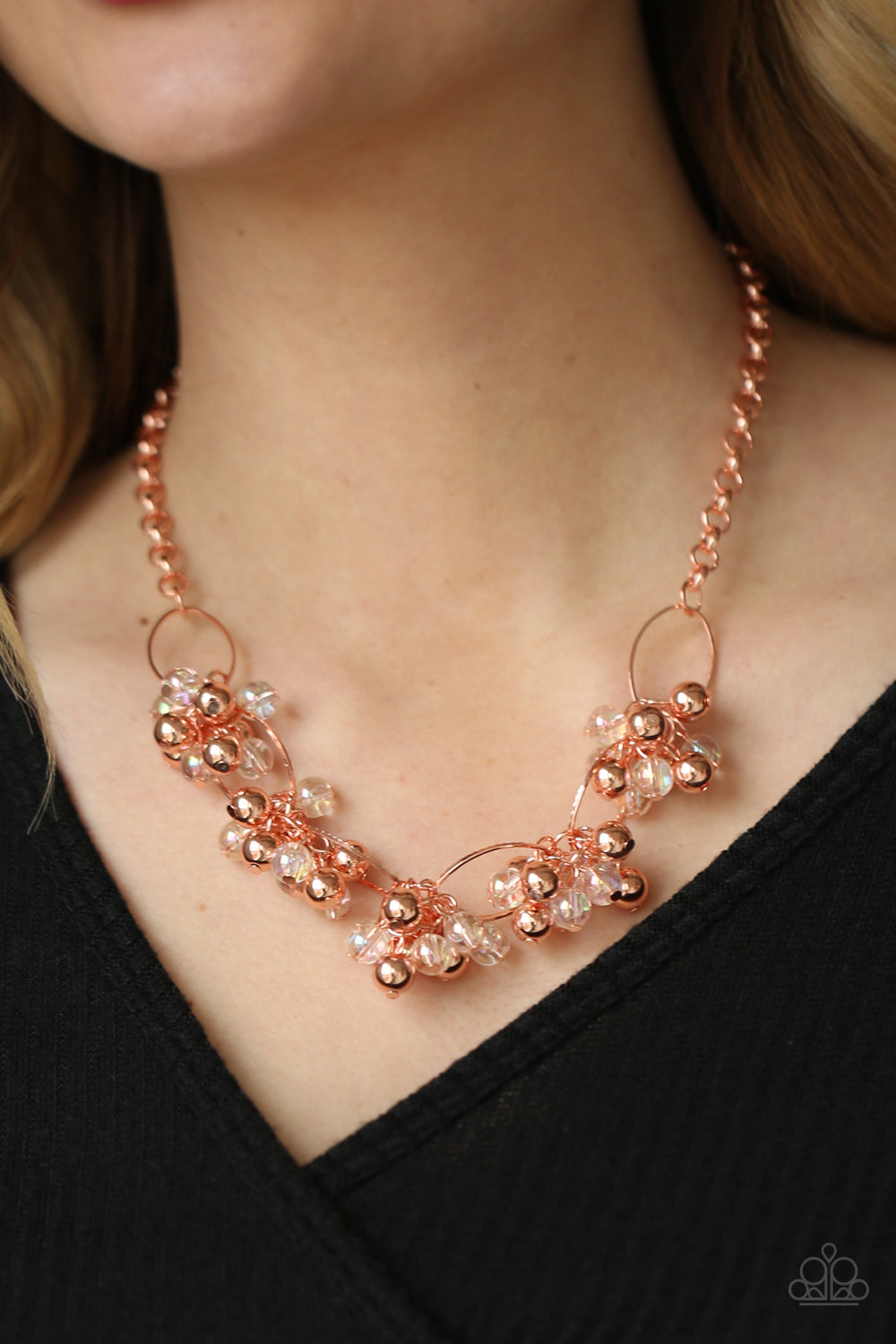 EFFERVESCENT ENSEMBLE - COPPER IRIDESCENT CLUSTER NECKLACE