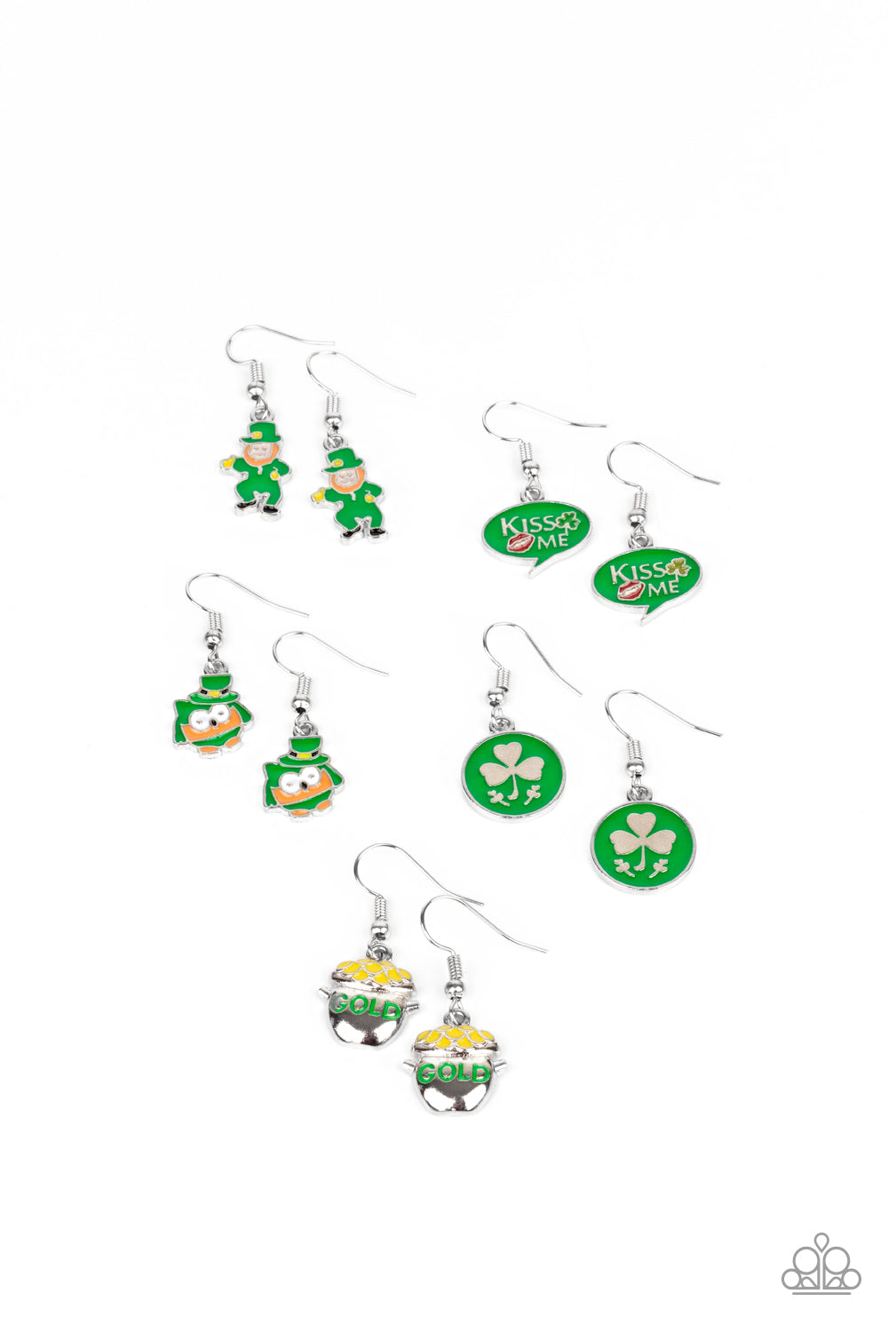 DANCING LEPRECHAUNS - ASSORTED SET OF 5 PAIRS OF EARRINGS
