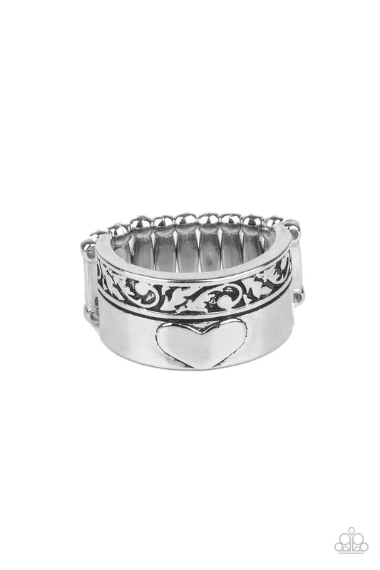 GARDEN ROMANCE - SILVER HEART BAND RING