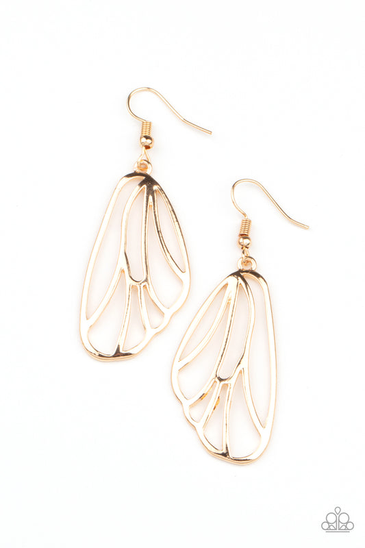 TURN INTO A BUTTERFLY - GOLD WING EARRINGS