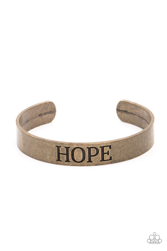 HOPE MAKES THE WORLD GO ROUND - BRASS INSPIRATIONAL CUFF BRACELET