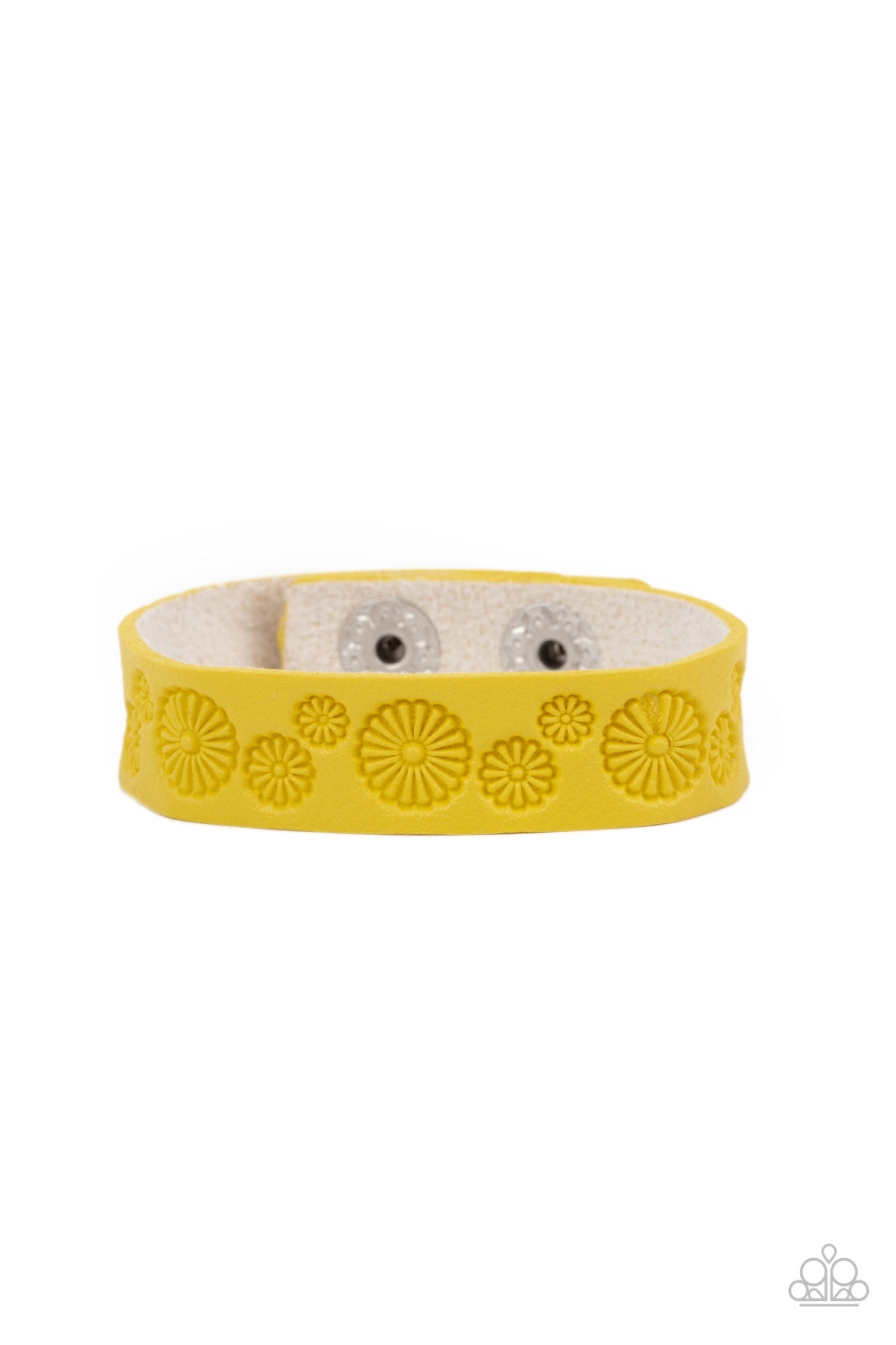 FOLLOW THE WILDFLOWERS - YELLOW LEATHER LEMON FLOWERS DANDELION SINGLE WRAP BRACELET