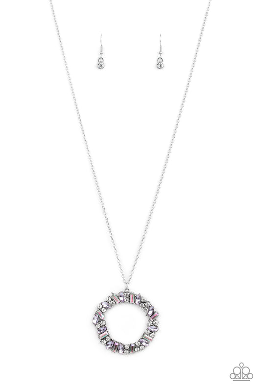 WREATHED IN WEALTH - PURPLE IRIDESCENT CIRCLE WREATH NECKLACE