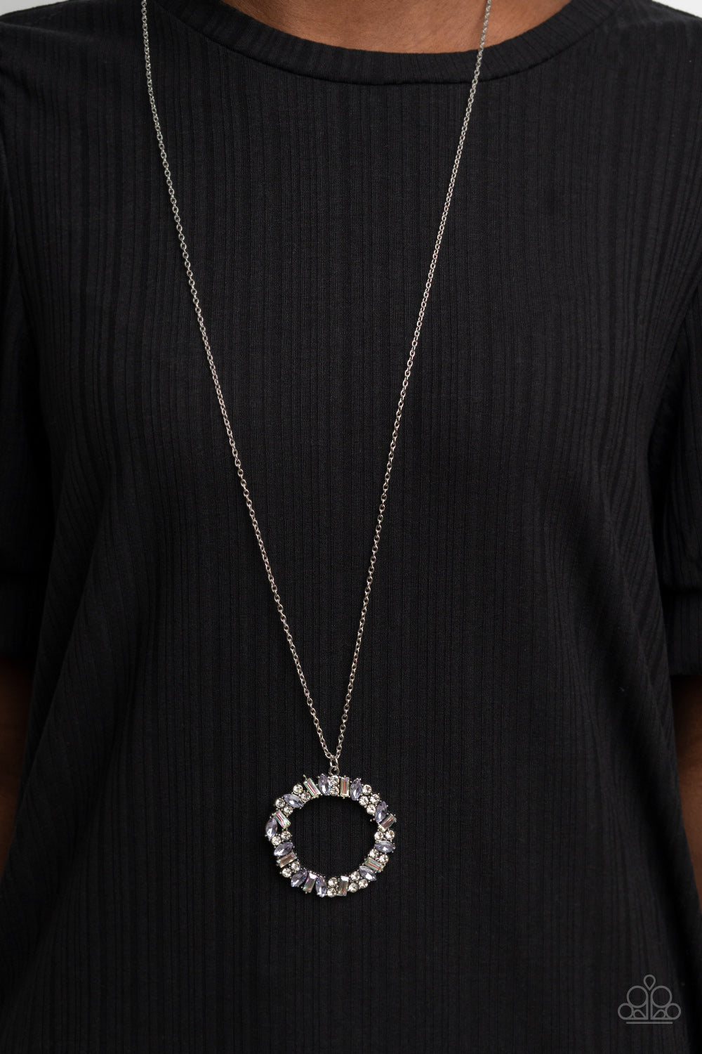 WREATHED IN WEALTH - PURPLE IRIDESCENT CIRCLE WREATH NECKLACE