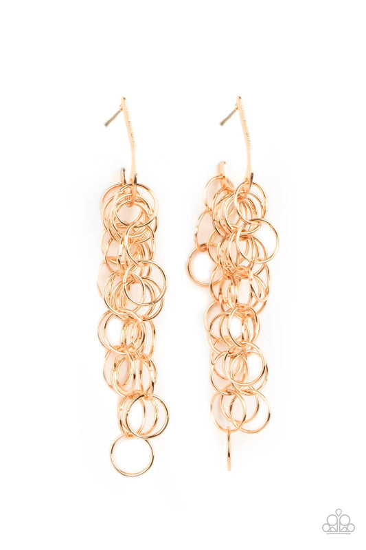 LONG LIVE THE REBELS - GOLD LINKS CLUSTER EARRINGS