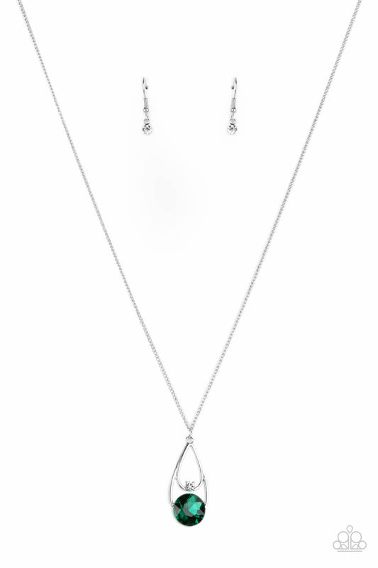 GALA GLEAM - GREEN EMERALD RHINESTONE DAINTY NECKLACE