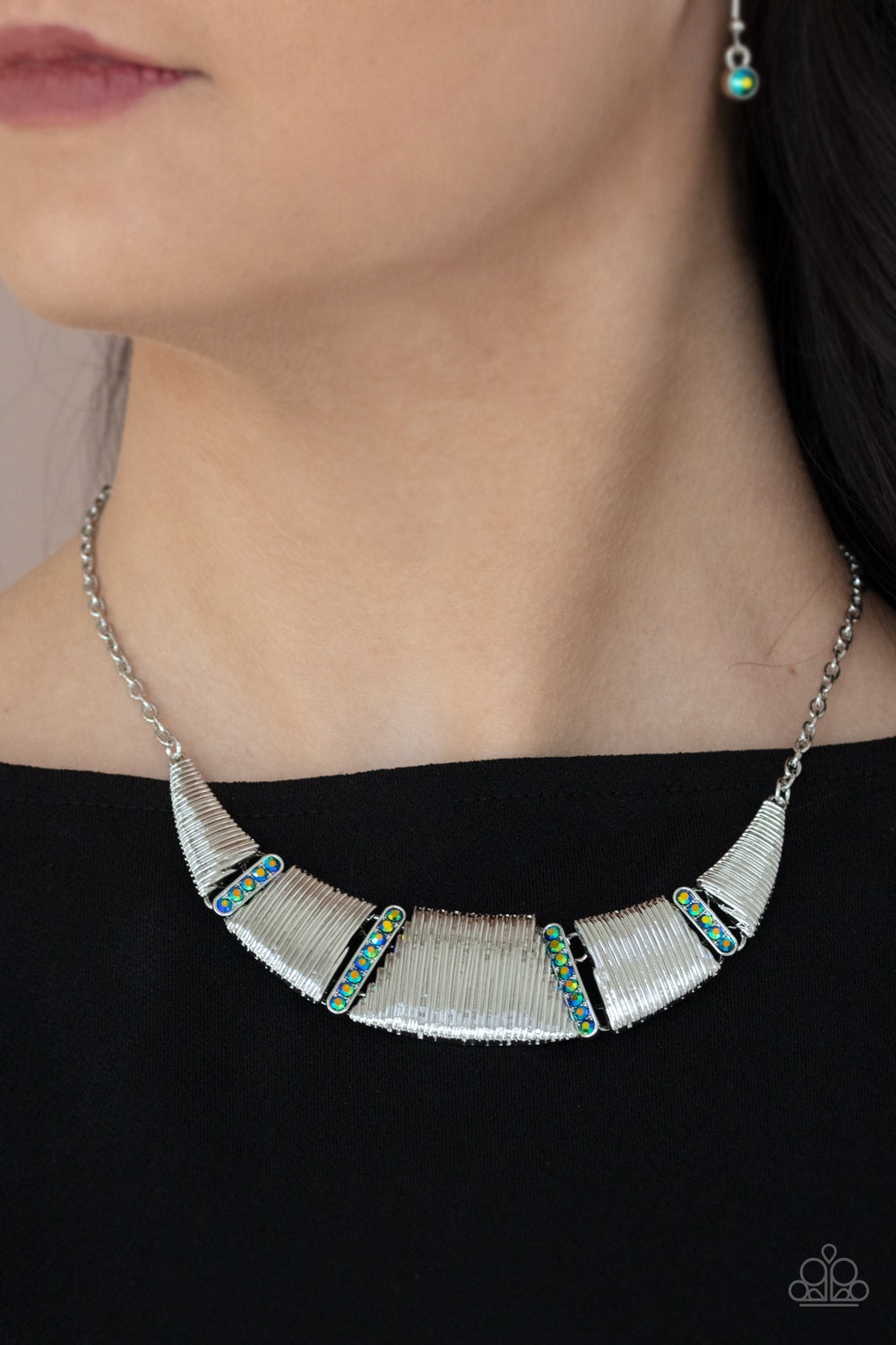 GOING THROUGH PHASES - MULTI OIL SPILL CRESCENT NECKLACE