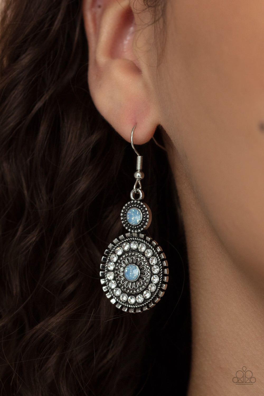 OPULENT OUTREACH - BLUE OPALESCENT RHINESTONE EARRINGS