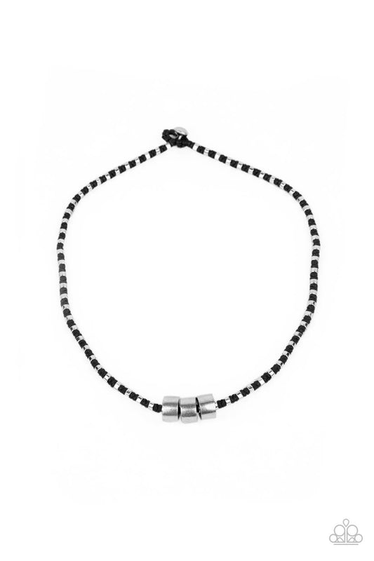 PULL THE RIPCORD - BLACK AND SILVER MENS NECKLACE