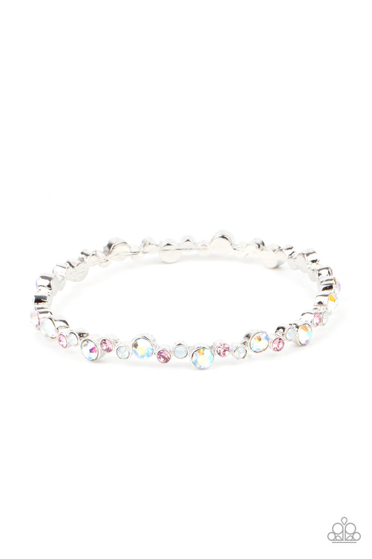 TWINKLY TRENDSETTER - MULTI IRIDESCENT OIL SPILL PINK BANGLE BRACELET