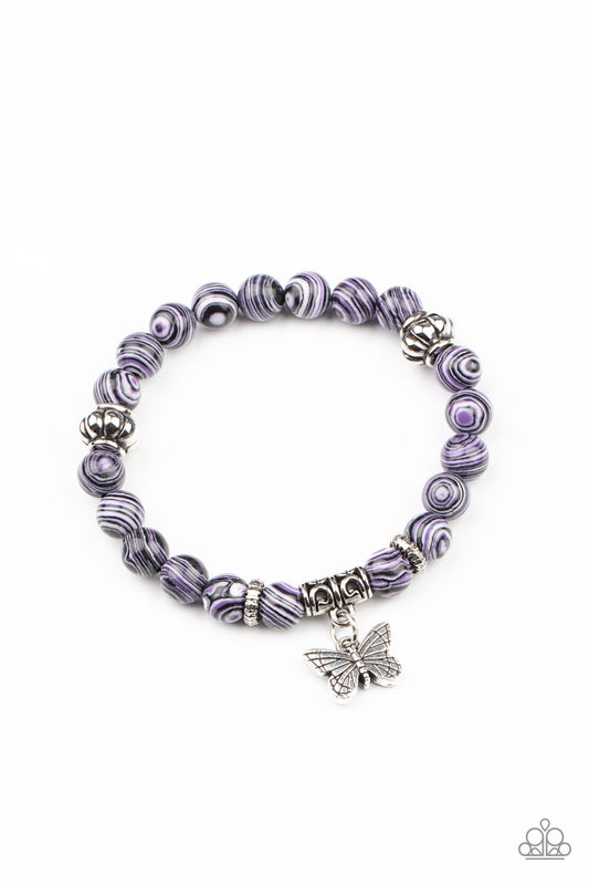 BUTTERFLY WISHES - PURPLE STRETCH BUTTERFLY CHARM BRACELET