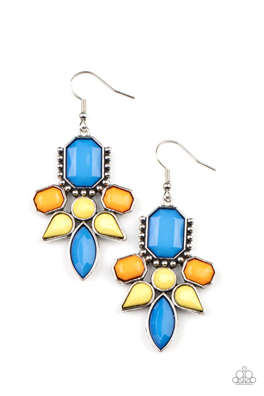 VACAY VIXEN - MULTI YELLOW BLUE ORANGE EARRINGS