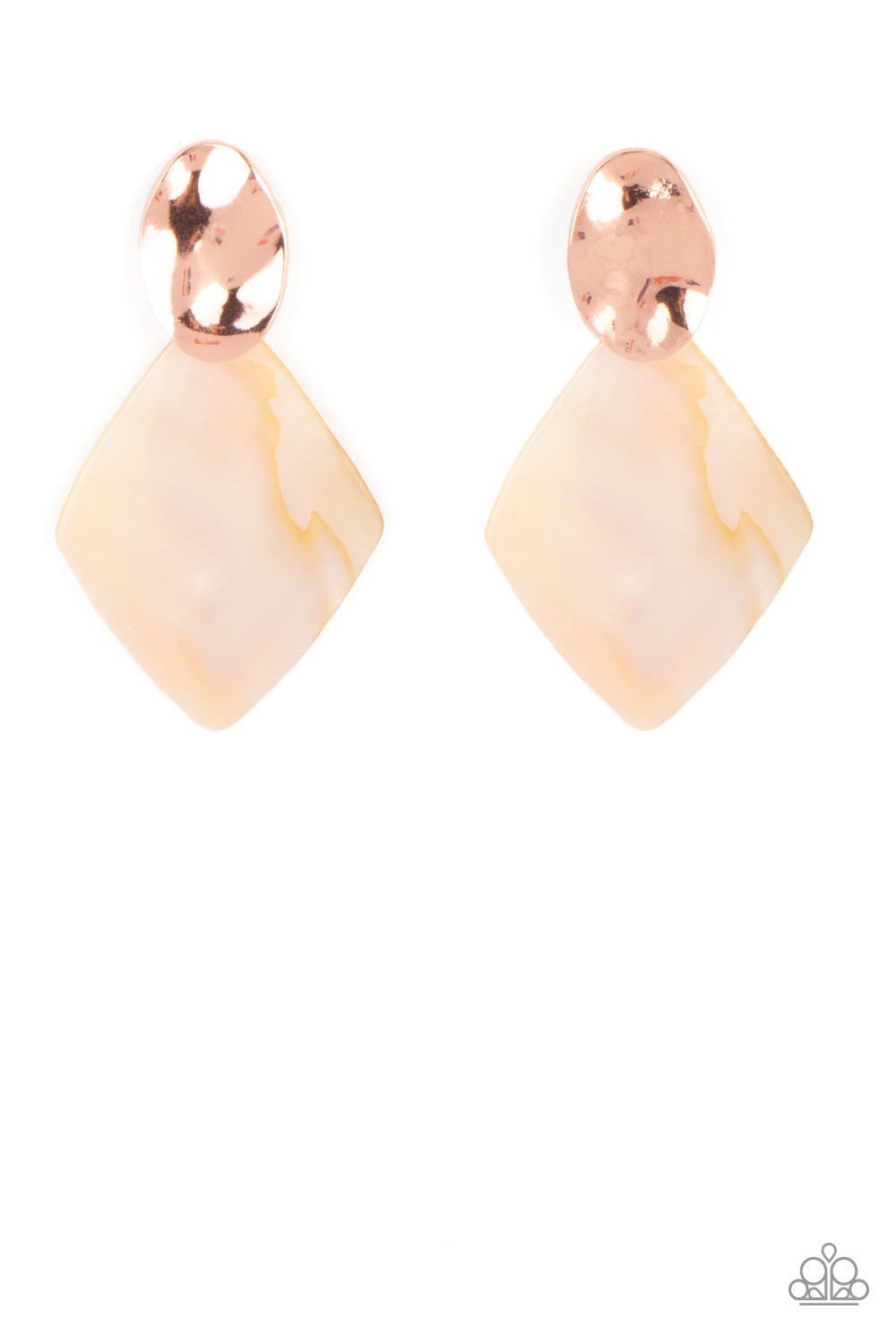 ALLURINGLY LUSTROUS - COPPER MOTHER OF PEARL SHELL POST EARRINGS