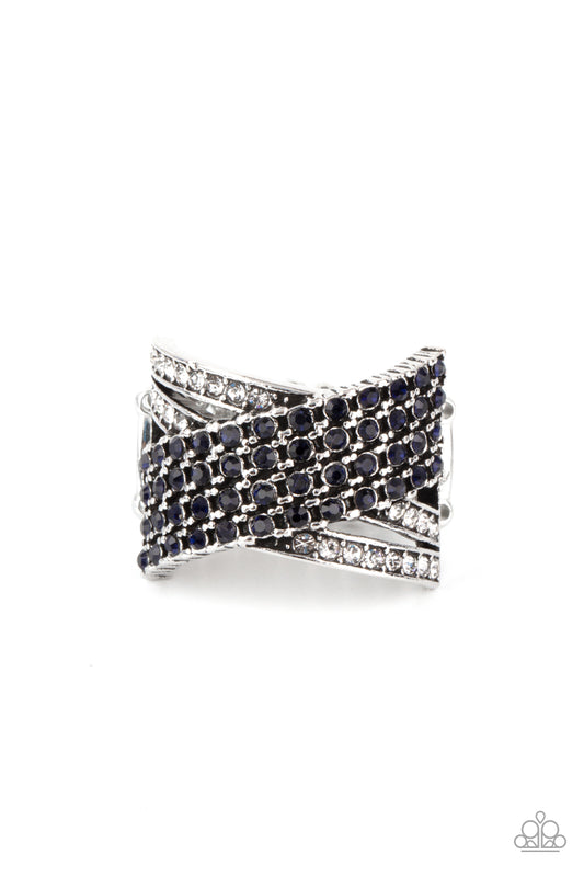 CLASSIC CROSSOVER - BLUE SAPPHIRE RHINESTONES RING