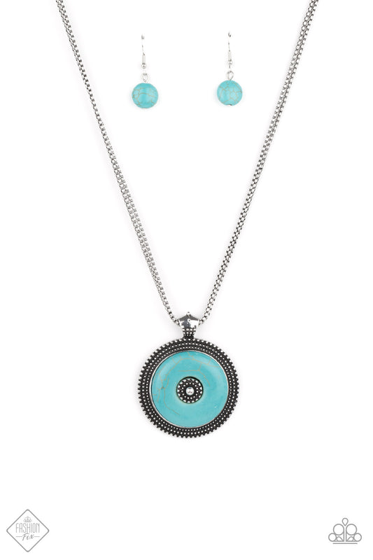 EPICENTER OF ATTENTION - BLUE TURQUOISE FASHION FIX NECKLACE