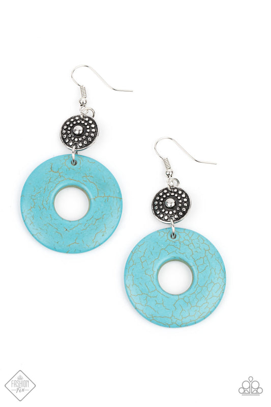 EARTHY EPICENTER - BLUE TURQUOISE DONUT PENDANT EARRINGS
