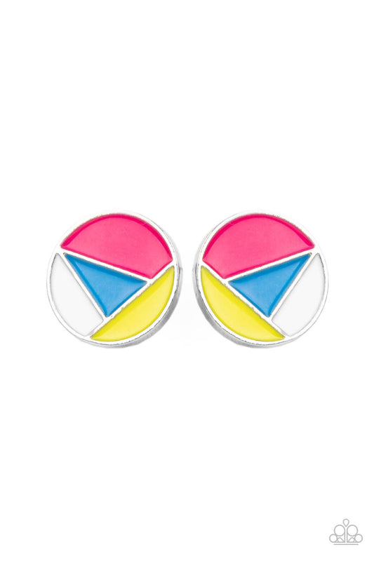 ARTISTIC EXPRESSION - MULTI PINK BLUE YELLOW WHITE Y2K POST EARRINGS