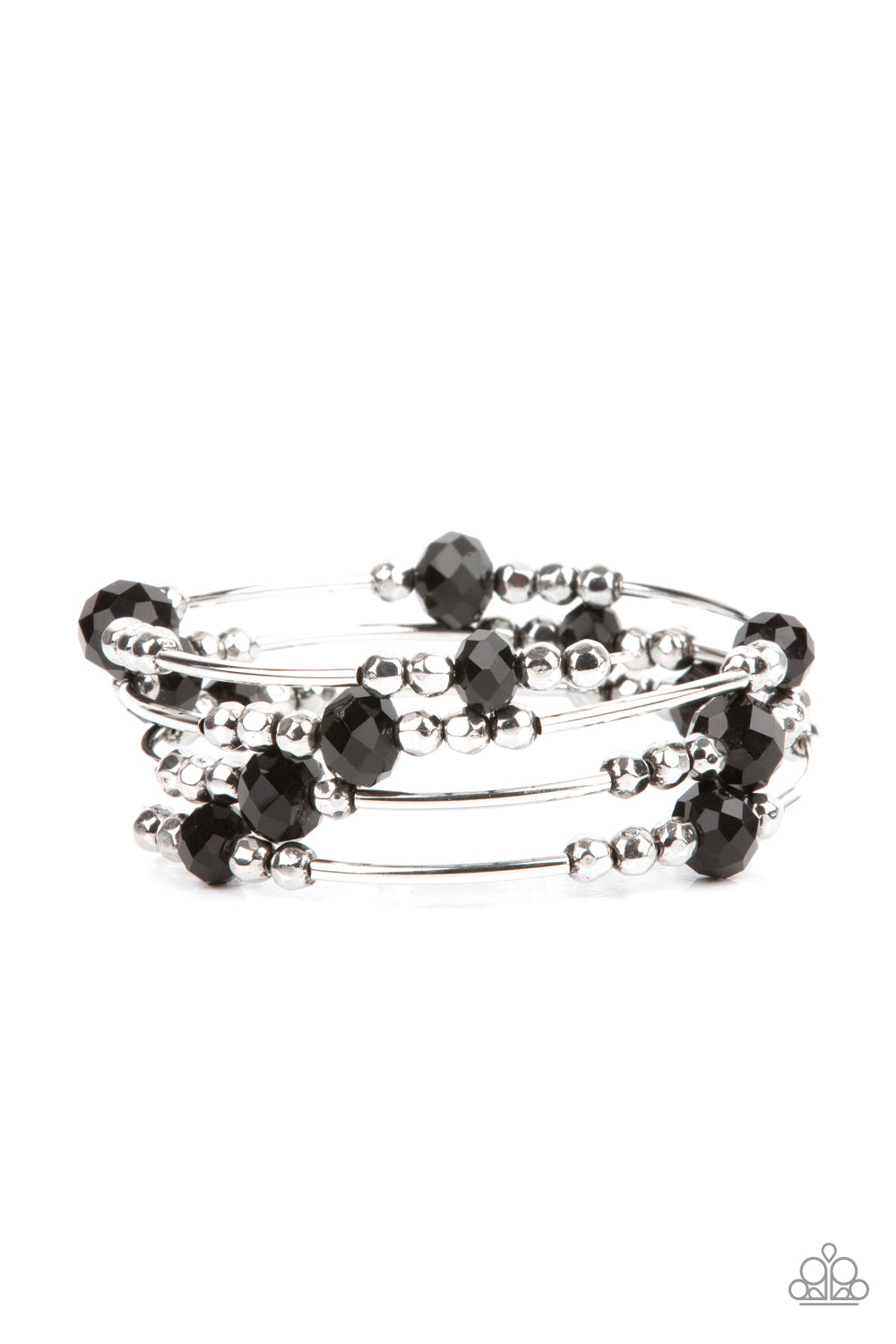 SHOWY SHIMMER - BLACK SILVER COIL BRACELET