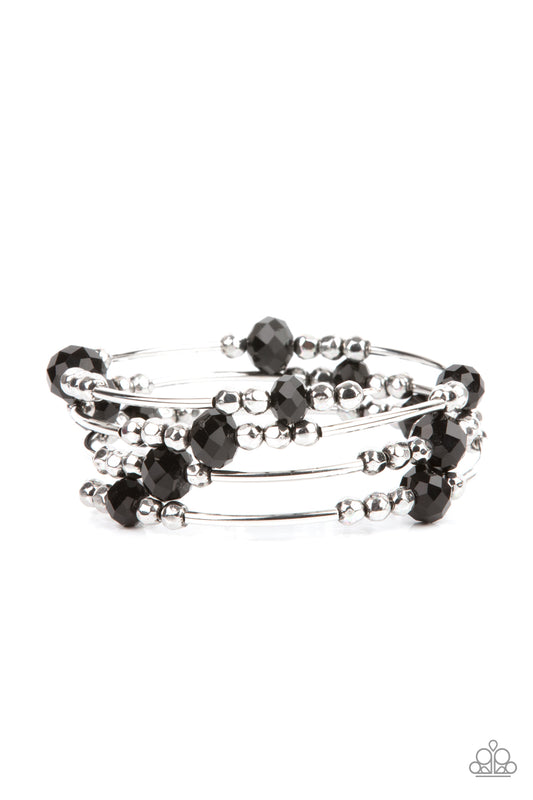 SHOWY SHIMMER - BLACK SILVER COIL BRACELET
